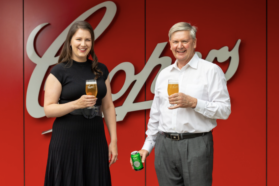 Tim Cooper and Louise Cooper at Coopers Brewery, Regency Park, South Australia (Source: John Krüger for Coopers)