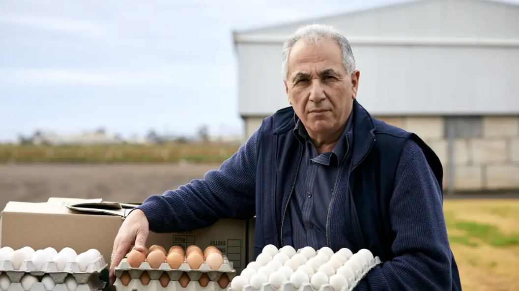 Victorian egg producer Brian Ahmed at his farm in Werribee South. He says production costs have gone through the roof for egg farmers