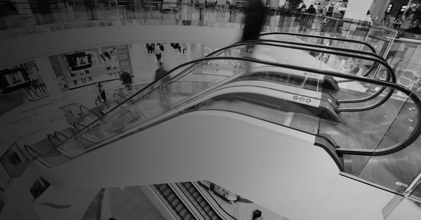 Shopping mall escalator